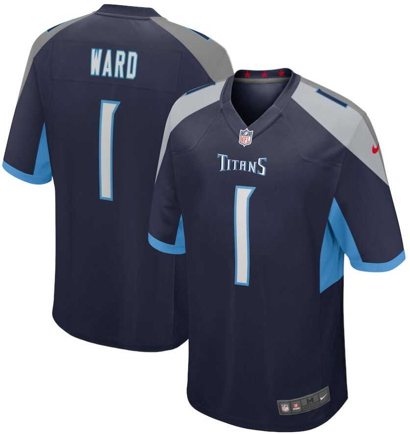 Men Tennessee Titans #1 Cameron Ward Navy Blue 2025 NFL Draft First Round Pick Nike  Game Jersey->women nfl jersey->Women Jersey